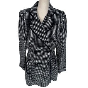 WRAPPER NWT Polka Dot Florence Blazer Coat Black Trim Women's XL Black & White